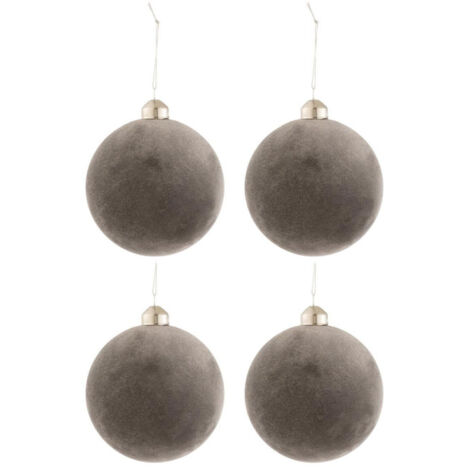 Lot de 4 Boules de Noël "Velours" 10cm Gris