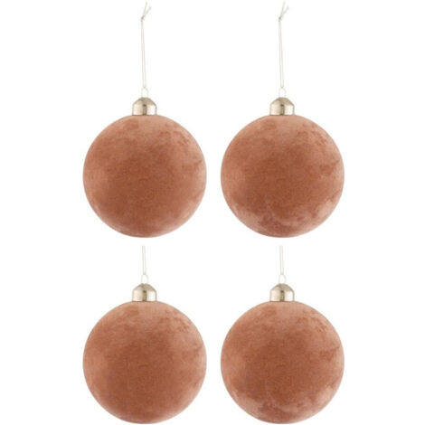 Lot de 4 Boules de Noël "Velours" 10cm Vieux Rose