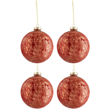 Lot de 4 Boules de Noël "Velours Antique" 12cm Bordeaux