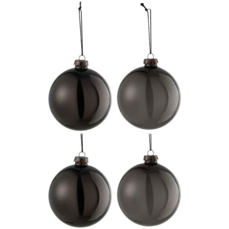 Lot de 4 Boules de Noël "Verre Épais" 10cm Noir