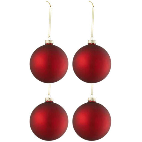 Lot de 4 Boules de Noël "Verre Épais" 10cm Rouge