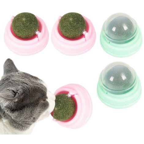 Lot de 4 boules d'herbe à chat, jouet de nettoyage des dents à l'herbe à chat pour chat, 5 x 4 cm