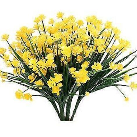 Lot de 4 bouquets de fleurs artificielles d'extérieur, résistantes aux UV et inaltérables, pour la décoration de jardin, porche ou jardinière. Plantes artificielles en plastique pour la décoration de 
