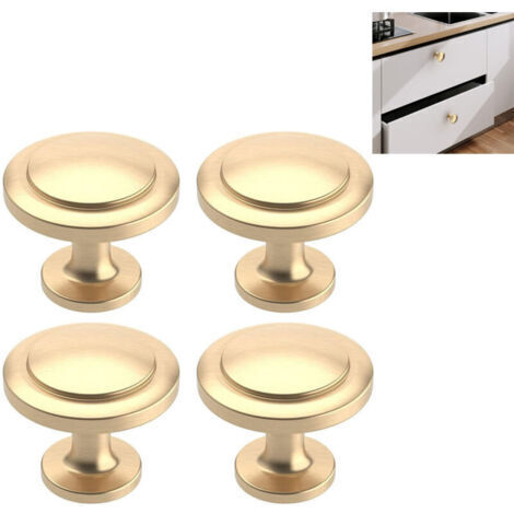 Lot de 4 Bouton de Meuble Bouton Porte Cuisine Rond Boutons de Porte Alliage de Zinc Bouton Porte Placard Or Bouton Porte Poignée Cuisine
