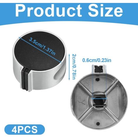 Lot de 4 bouton plaque de cuisson, bouton rotatif axe 6 mm, accessoires de rechange pour cuisinière à gaz universelle