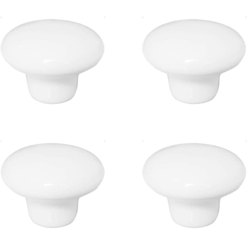 Gabrielle - Lot de 4 boutons de porte ronds en céramique blanche, petite poignée de porte d'armoire à trou unique, 32 mm Gabrielle - Lot de 4 boutons de porte ronds en céramique blanche, petite poignée de porte d'armoire à trou unique, 32 mm