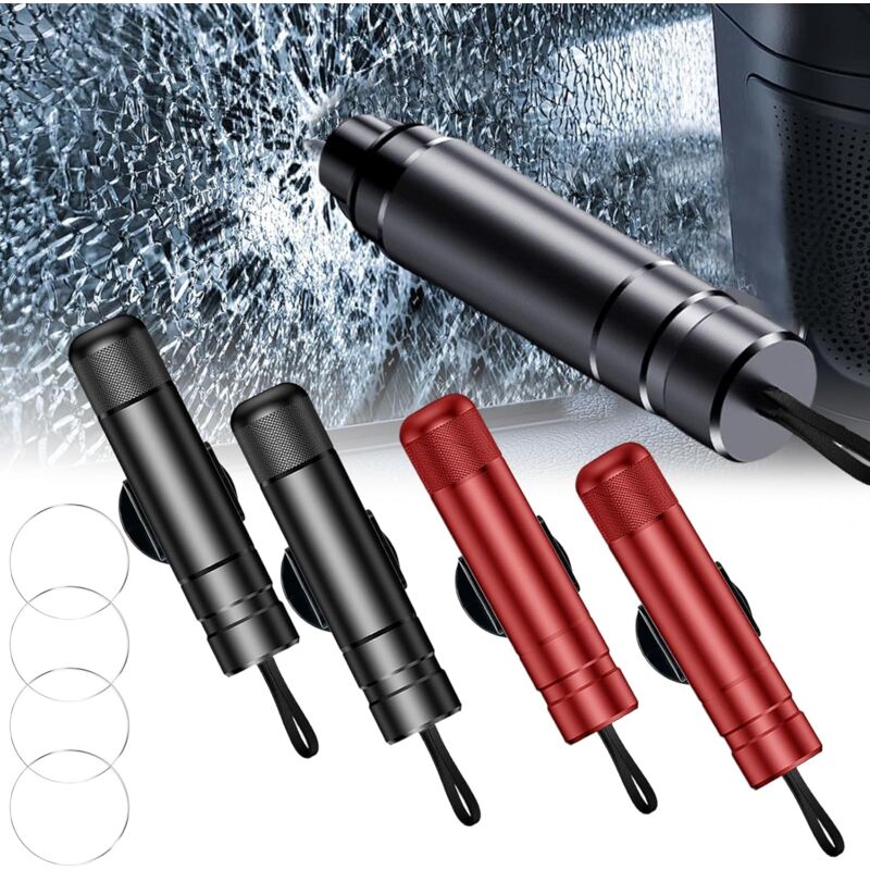 Lot de 4 brise-vitre de marque Breeker, brise-vitre de voiture, coupe-ceinture de sécurité, accessoires et essentiels de sécurité pour voiture