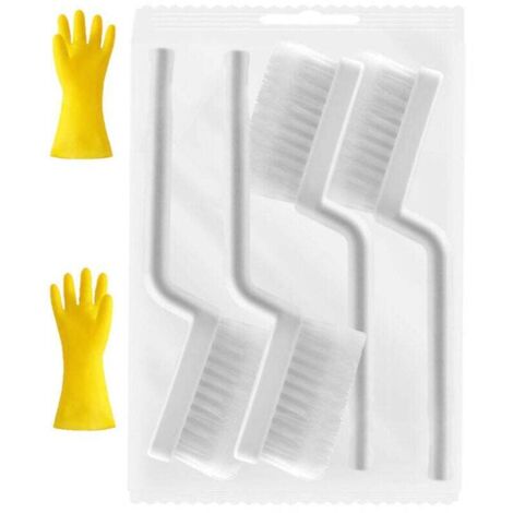 Lot De 4 Brosses De Nettoyage Blanches Avec Gants Latex Épais Taille L