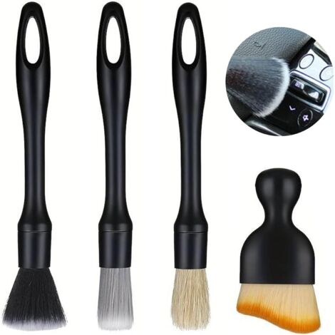 Lot de 4 brosses de nettoyage de voiture pour intérieur et extérieur – Brosses professionnelles pour lavage de voiture, roues, tableau de bord, grilles d'aération, etc