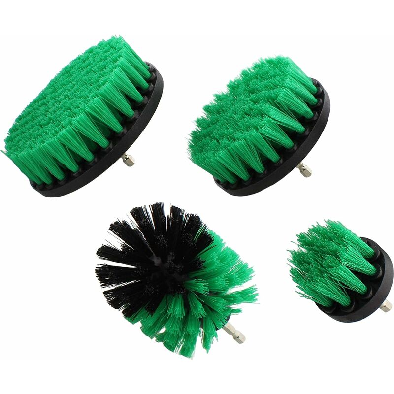 Groofoo - Lot de 4 brosses de nettoyage en nylon pour perceuse électrique 6,35 mm Vert