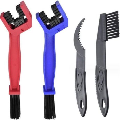Lot de 4 brosses de nettoyage pour chaîne de vélo de moto et de vitesse - Outil de nettoyage pour chaîne de vélo et moto