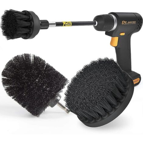 Lot de 4 brosses de nettoyage pour perceuse, avec accessoire long et extensible. Kit de brosses de nettoyage multi-usages pour joints, sols, baignoires, douches et carrelages.