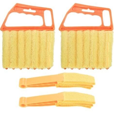 Lot de 4 brosses de nettoyage pour stores vénitiens, nettoyeur à lamelles, brosse pour stores vénitiens, brosse de nettoyage avec 7 lamelles, brosse de nettoyage pour stores, brosse de fenêtre