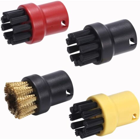 Lot de 4 brosses de nettoyage rondes pour embouts de nettoyeurs vapeur Karcher SC1/SC2/SC3/CTK10/CTK20