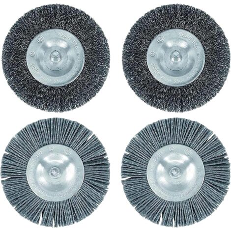 Lot de 4 brosses électriques (2 brosses métalliques, 2 brosses en