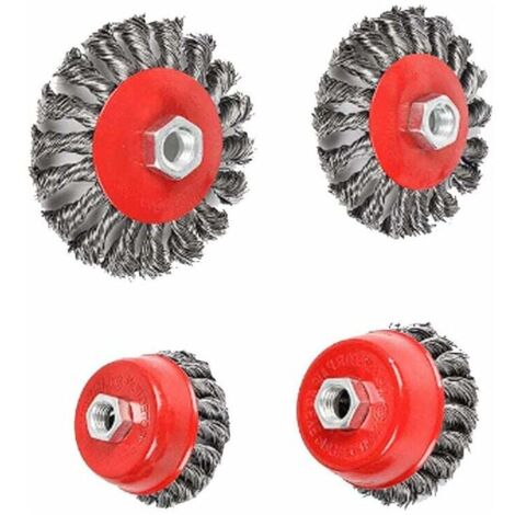 Lot De 4 Brosses Pour Meuleuse D'angle - En Acier Flexible - Diamètre : 75 Mm - Diamètre : 100 Mm - M14