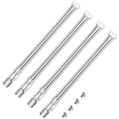Lot de 4 brûleurs de barbecue de 49,5 cm pour barbecue à gaz Weber Genesis 300, Genesis E330 E320 E310 S310 S320 S330 avec boutons de brûleur avant, brûleur en acier inoxydable 304 62752