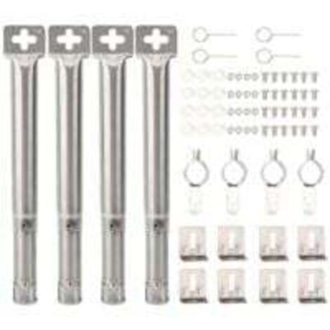 Lot de 4 Brûleurs Tubulaires Universels en Acier Inoxydable Réglables 31-42 cm pour Barbecue Gaz Ortviai