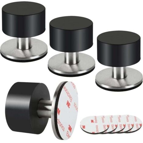 Lot de 4 butées de porte en caoutchouc, butées de porte auto-adhésives 3M pour plinthes, butées de porte fixées au mur pour atténuer le son à la maison, au bureau, sur la terrasse