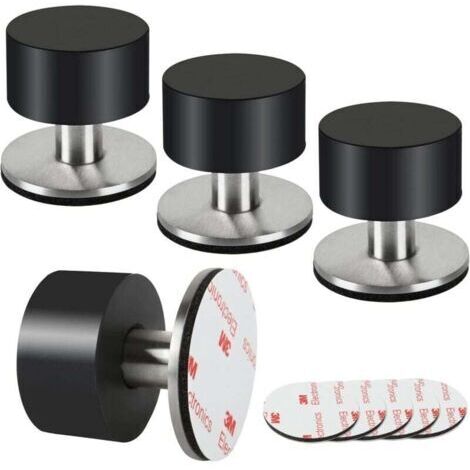 Lot de 4 butées de porte en caoutchouc, butées de porte auto-adhésives 3M pour plinthes, butées de porte fixées au mur pour atténuer le son à la maison, au bureau, sur la terrasse