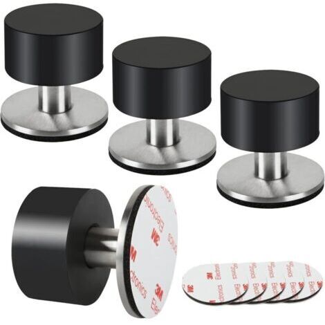 Lot de 4 butées de porte en caoutchouc, butées de porte auto-adhésives 3M pour plinthes, butées de porte fixées au mur pour atténuer le son à la maison, au bureau, sur la terrasse