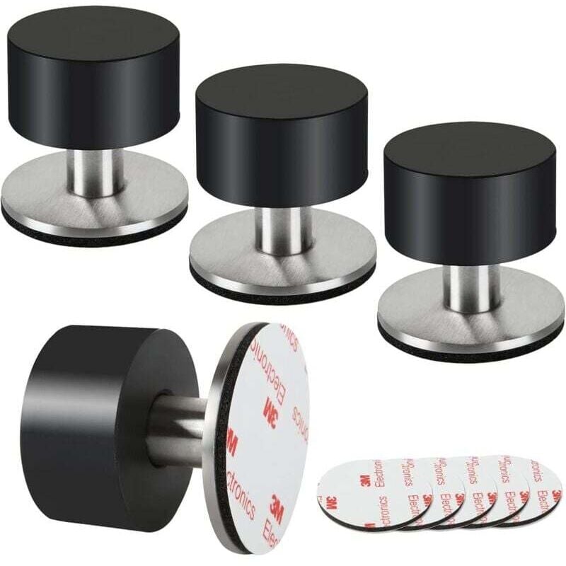 Lot de 4 butées de porte en caoutchouc, butées de porte pour plinthes autocollantes 3M