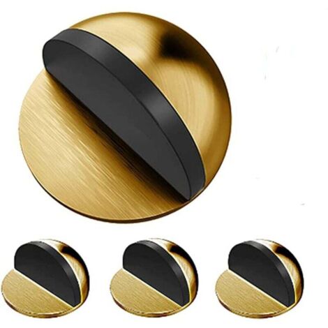Lot de 4 butées de porte et déflecteurs en acier inoxydable Butées de porte adhésives pour sol et parquet, butées de porte et protection murale en laiton (doré)