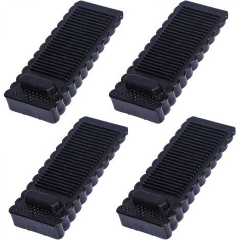 Lot de 4 butées de porte noires antidérapantes et durables (9,5 x 4 x 1,4 cm), empilables, adaptées à tous les types de sols
