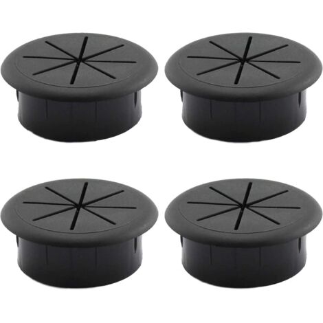Lot de 4 cache-câbles ronds pour table de bureau ou bureau d'ordinateur, noir