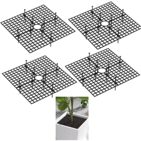 Lot de 4 cache-pots de fleurs de 30 cm avec découpe centrale pour plantes (noir)