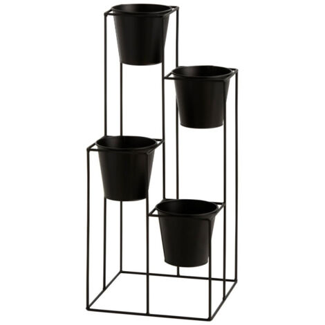 Lot de 4 Cache-Pots sur Pied "Étagère" 70cm Noir