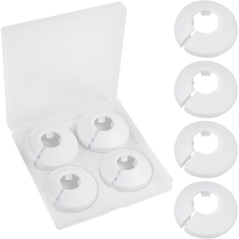 Lot de 4 Cache-tuyaux, Plastique PP, Blanc, Diamètre 16 mm, Pour Plomberie, Salle de Bain, Cuisine