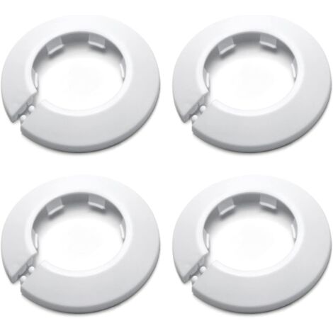 Lot de 4 Cache-tuyaux, Plastique PP, Blanc, Diamètre 41,5 mm, Pour radiateur et évier