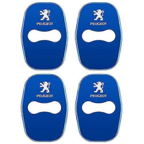 Lot de 4 caches de serrure de porte en acier inoxydable pour Peugeot 208, 3008, 407, 508, 206, 308 et 307 (accessoires auto, style et design) - Protection de serrure de porte - Style 2 bleu