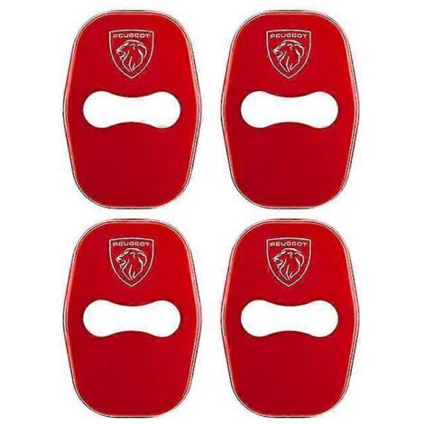 Lot de 4 caches de serrure de porte en acier inoxydable pour Peugeot 208, 3008, 407, 508, 206, 308 et 307 (accessoires auto - style - rouge)