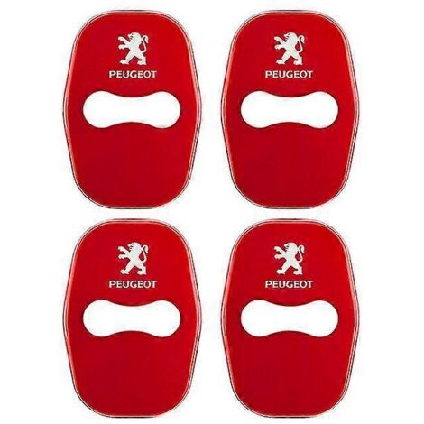 Lot de 4 caches de serrure de porte en acier inoxydable pour Peugeot 208, 3008, 407, 508, 206, 308 et 307 (accessoires auto - style - rouge)