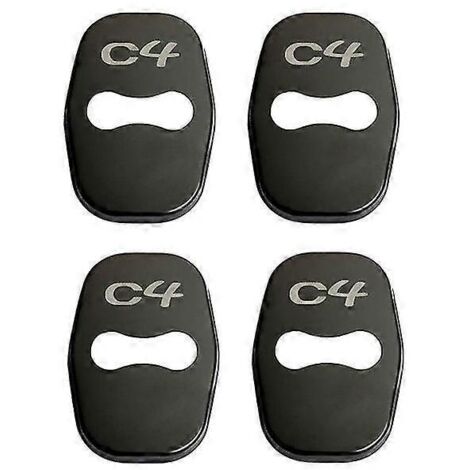 Lot de 4 caches de serrure de porte style auto avec emblème, compatibles avec Citroën C3, C3-XR, C4 et C5. Accessoires en acier inoxydable. Protection de serrure de porte pour C4 (noir).