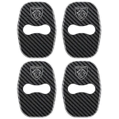 Lot de 4 caches de serrures de portières en acier inoxydable pour Peugeot 208, 3008, 407, 508, 206, 308 et 307 (accessoires auto - style carbone).