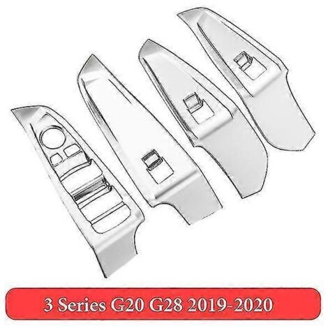 Lot de 4 caches décoratifs ABS pour boutons de lève-vitre, style intérieur, pour BMW Série 3, 5, X1, X3, X5, F30, F48, G05, G30, G20 (conduite à gauche)  Panneaux de porte intérieurs et garnitures - G