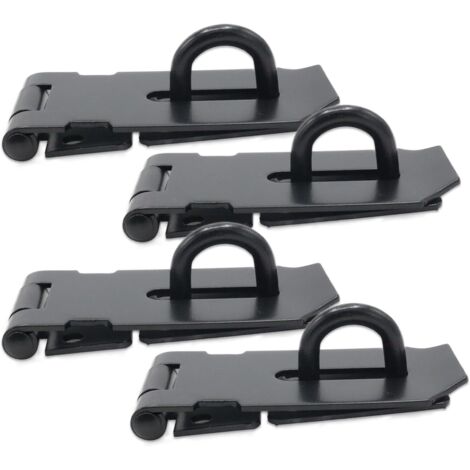 Lot de 4 cadenas robustes de 7,6 cm (3 pouces) en acier inoxydable, verrous de porte noirs, loquet de sécurité avec vis, parfaits pour les portes extérieures, les abris de jardin, les armoires et les 
