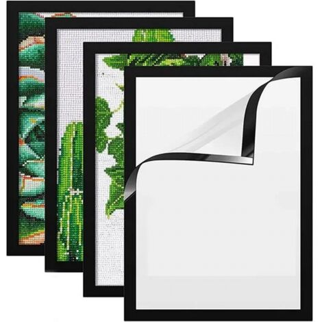 Lot de 4 cadres magnétiques de peinture diamant 30 x 40 cm, cadre magnétique auto-adhésif, taille intérieure 25 x 35 cm, accessoires