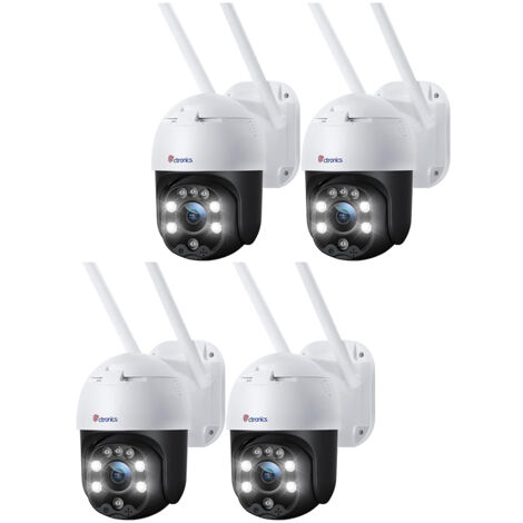 Lot de 4 Caméra Surveillance Ctronics WiFi Détection Mouvements Humaine Suivi Auto PTZ Audio Bidirectionnel Vision Nocturne Couleur
