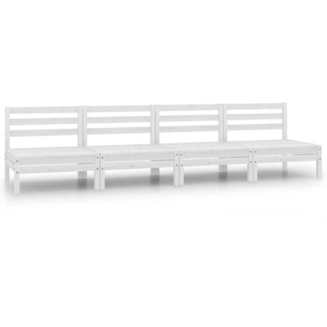 Lot de 4 Canapés de jardin centraux  Sofa Banquette de jardin Blanc Bois de pin massif 65827