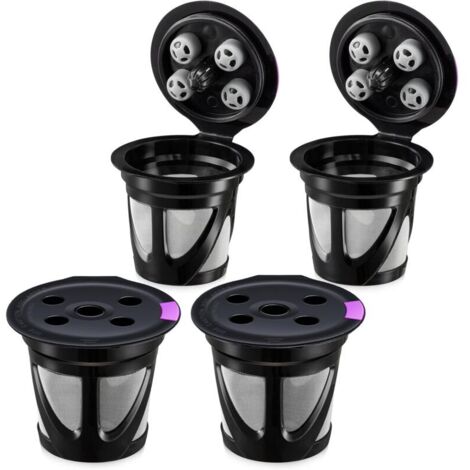 lot de 4 Capsules réutilisables pour cafetières pour K Supreme pour K Superme PlusNoir（5.2×4.5×3.4cm）