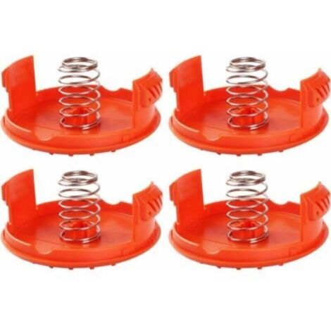 Lot de 4 capuchons de bobine + 4 pièces de rechange pour ressorts compatibles avec les coupe bordures BLACK+DECKER RC 100 P