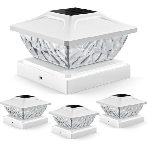 Lot de 4 capuchons de poteau solaires à 2 modes, lampes solaires d'extérieur étanches, lampes solaires d'extérieur pour poteaux de 4 x 4, 4,5 x 4,5, 5 x 5 en décoration de jardin