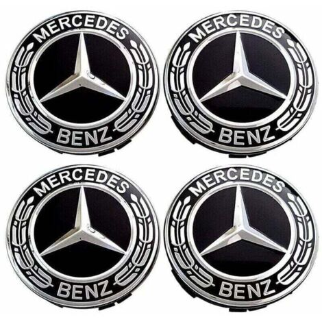 Lot de 4 capuchons de roue centrale 75mm – Plastique ABS et aluminium – Remplacement enjoliveurs – Compatible Mercedes Benz