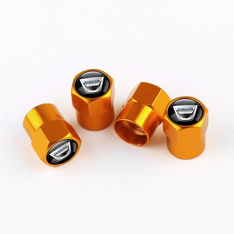 Lot de 4 capuchons de valve de pneu de voiture en métal 3D - Compatibles avec Renault Dacia, Duster, Logan, Sandero, Lodgy, Accessoires de pneus