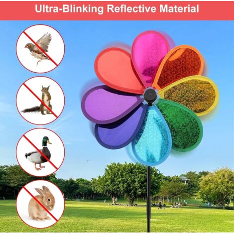 Lot de 4 carillons à Vent en Forme de Fleur 30 cm Arc-en-Ciel Moulin à Vent pour pelouse éolienne Cour Jardin terrasse Balcon Décoration de Jardin Hauteur Totale 75cm