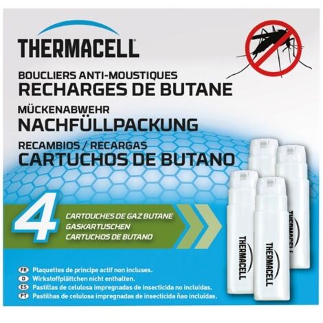Lot de 4 cartouches de gaz butane pour appareils anti-moustiques – Durée de fonctionnement 12 heures – Compatible Thermacell Mini Halo et MR300